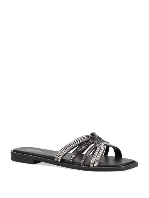 MIGATO Black women's sandal with rhinestones