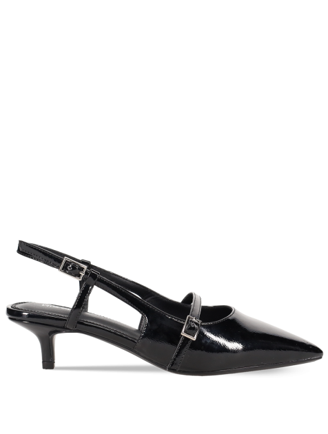 MIGATO Μαύρη λουστρίνι slingback γόβα