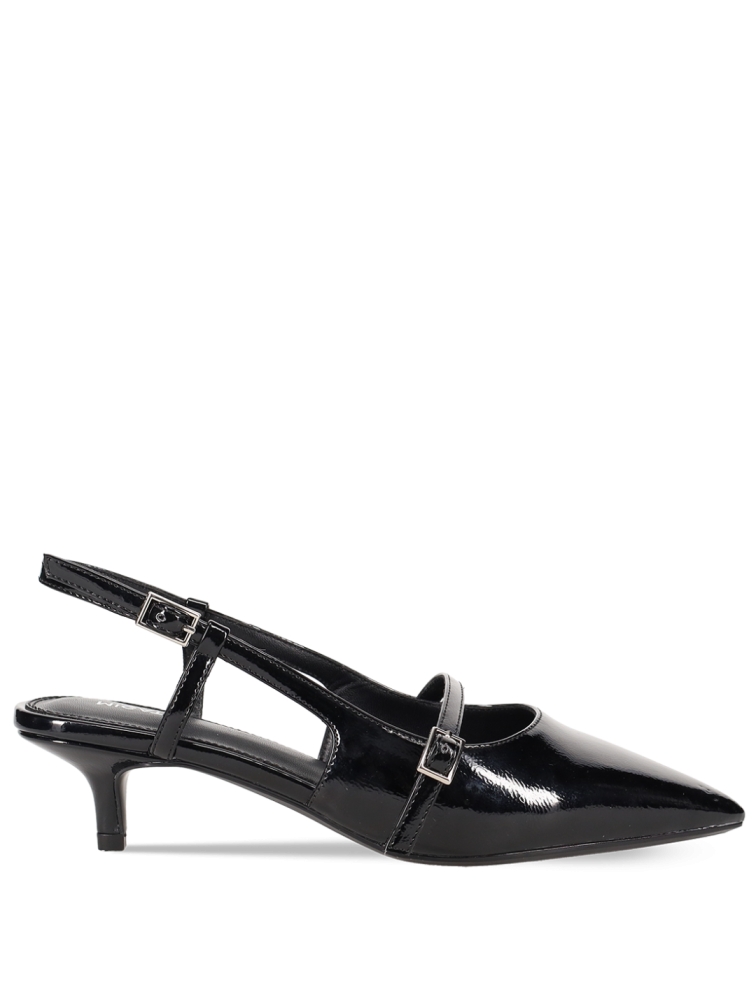 MIGATO Μαύρη λουστρίνι slingback γόβα