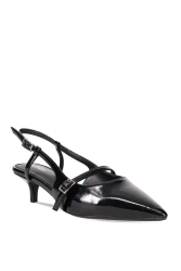 MIGATO Μαύρη λουστρίνι slingback γόβα