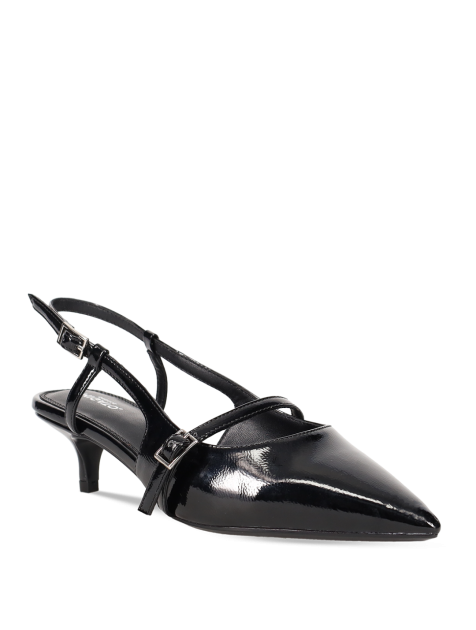 MIGATO Μαύρη λουστρίνι slingback γόβα