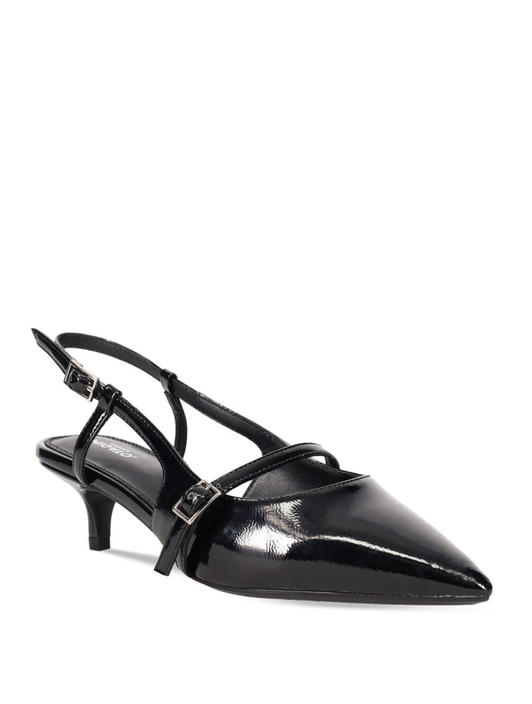MIGATO Μαύρη λουστρίνι slingback γόβα