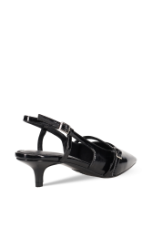 MIGATO Μαύρη λουστρίνι slingback γόβα