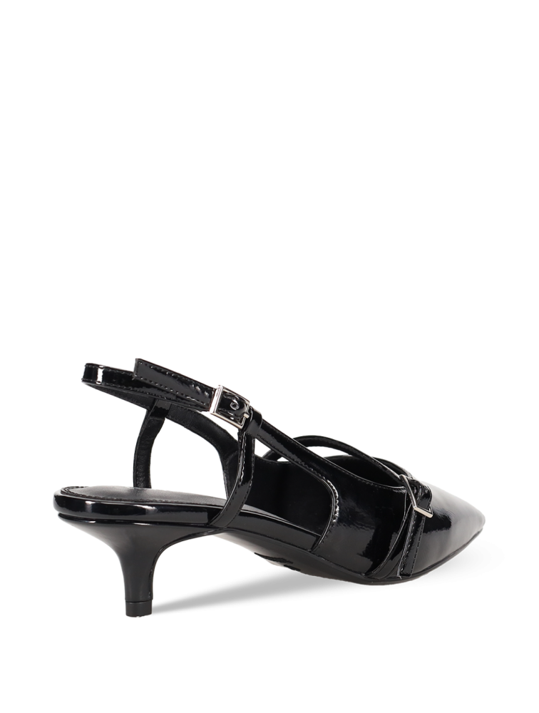 MIGATO Μαύρη λουστρίνι slingback γόβα