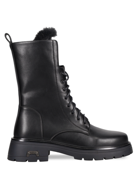 MIGATO Black matte women's boot with fur