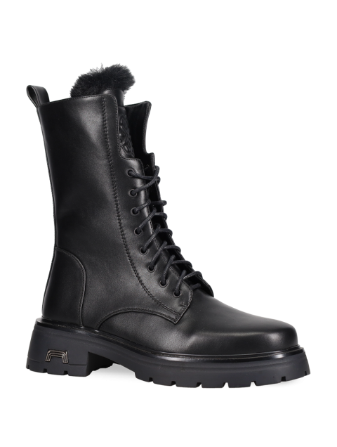 MIGATO Black matte women's boot with fur