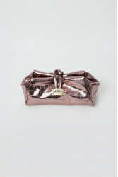 ELENA ATHANASIOU Croco Lunchbag Metal Grey Μεταλλικό Γκρι Κροκό Τσάντα Χειρός