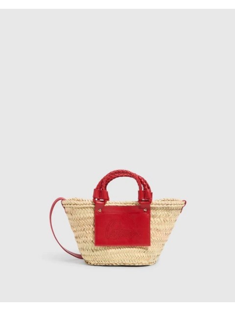 CASTAÑER LIBRA Straw women's bag red from natural shelves