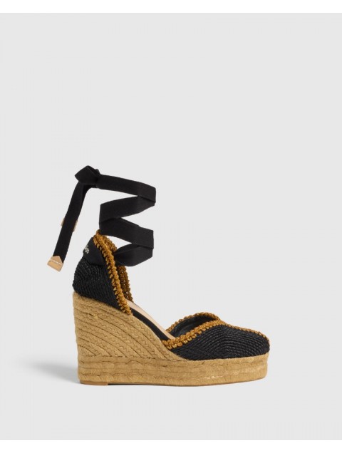 CASTAÑER Coeur Black women's espadrilles with gold stitching