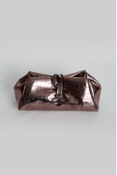 ELENA ATHANASIOU Croco Lunchbag Metal Grey Μεταλλικό Γκρι Κροκό Τσάντα Χειρός