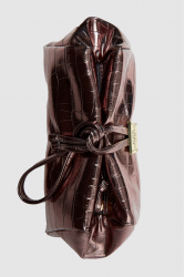 ELENA ATHANASIOU Croco Lunchbag Metal Grey Μεταλλικό Γκρι Κροκό Τσάντα Χειρός