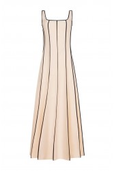 LA CHAINE Eros maxi ecru-black dress Μάξι φόρεμα εκρού- μαύρο