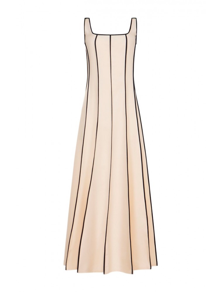 LA CHAINE Eros maxi ecru-black dress Μάξι φόρεμα εκρού- μαύρο