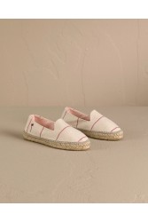 MANEBÌ Woven Canvas Flat Espadrilles Portofino Εκρού Εσπαντρίγιες με κόκκινες γραμμές