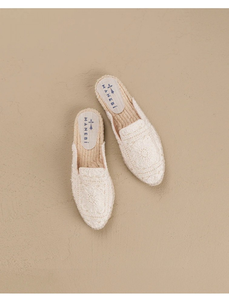 MANEBÌ Cotton Crochet Mules Yucatán Εκρού γυναικεία mules