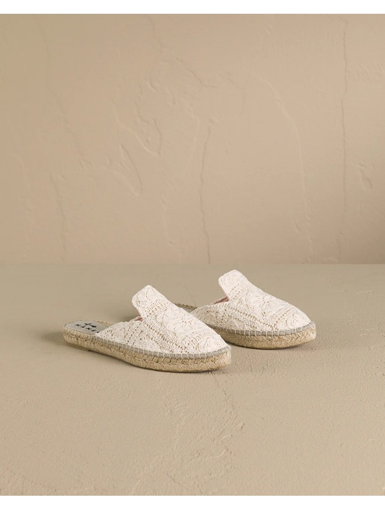 MANEBÌ Cotton Crochet Mules Yucatán Εκρού γυναικεία mules