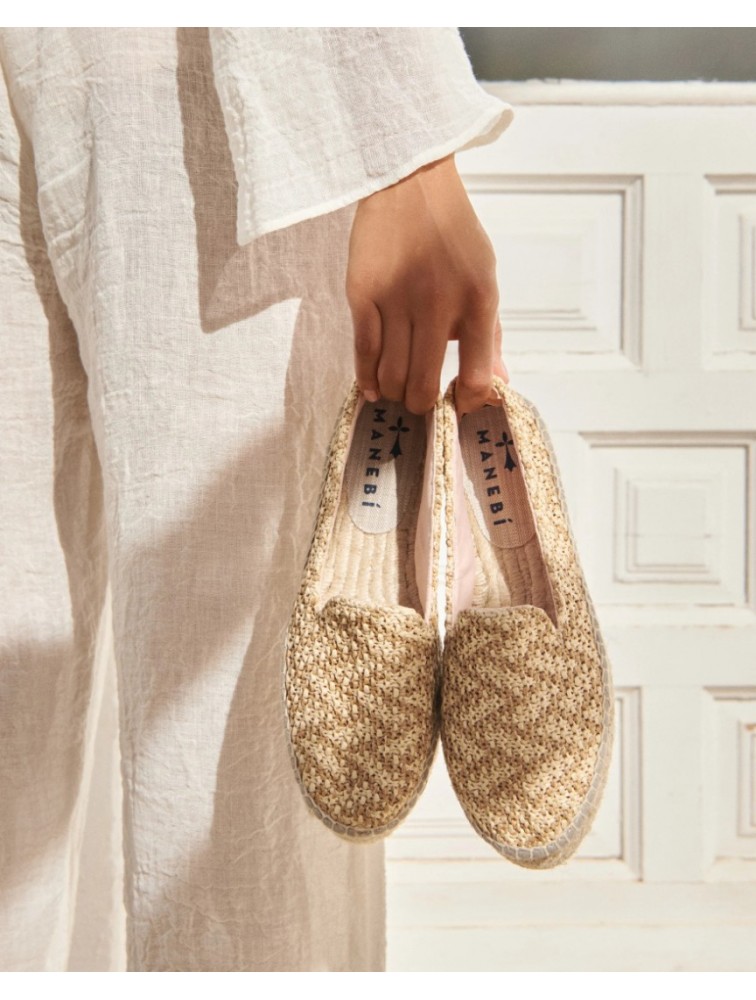 MANEBÌ Γυναικεία Δίπατα mules από υψηλής ποιότητας raffia σε φυσικό χρώμα