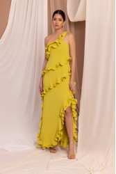 LA CHAINE Kymata Lime Dress Λάιμ Φόρεμα