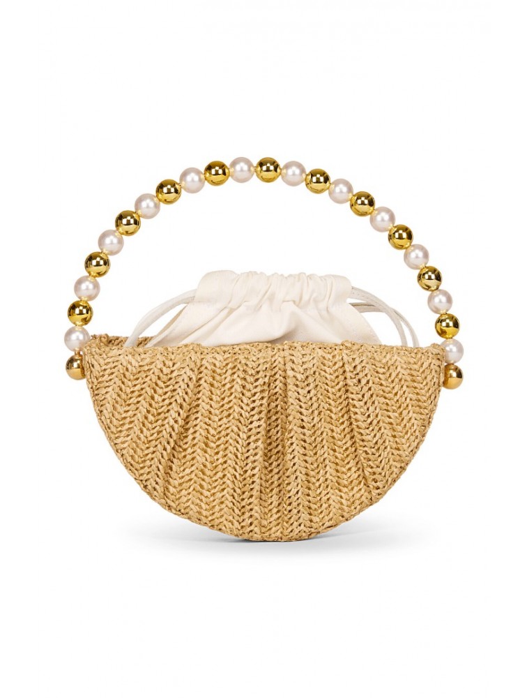 LA CHAINE Coralia bag beige Μπεζ ψάθινη γυναικεία τσάντα