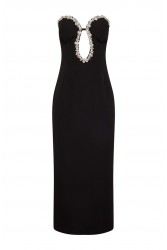LA CHAINE Cristal Dress Black Μαύρο Φόρεμα με κρύσταλλα