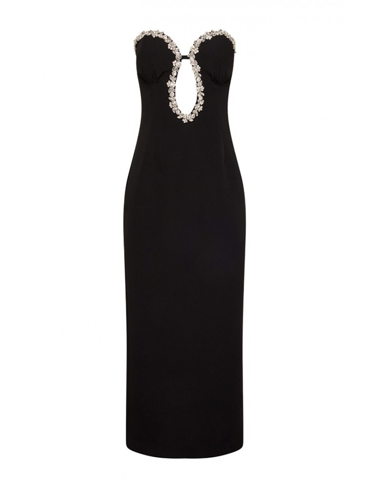 LA CHAINE Cristal Dress Black Μαύρο Φόρεμα με κρύσταλλα