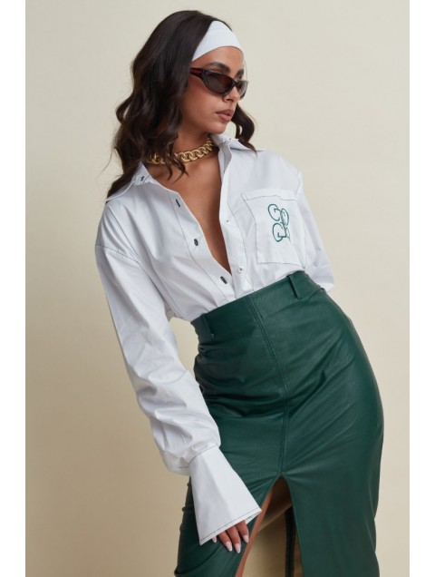 LA CHAINE Eclipse Leather Green Forest Skirt