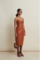 LA CHAINE Eclipse Midi Dress Cognac Ταμπά Μίντι Φόρεμα