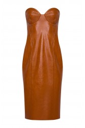 LA CHAINE Eclipse Midi Dress Cognac Ταμπά Μίντι Φόρεμα