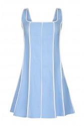 LA CHAINE Eros mini ciel- white dress Μίνι φόρεμα σιέλ- άσπρο