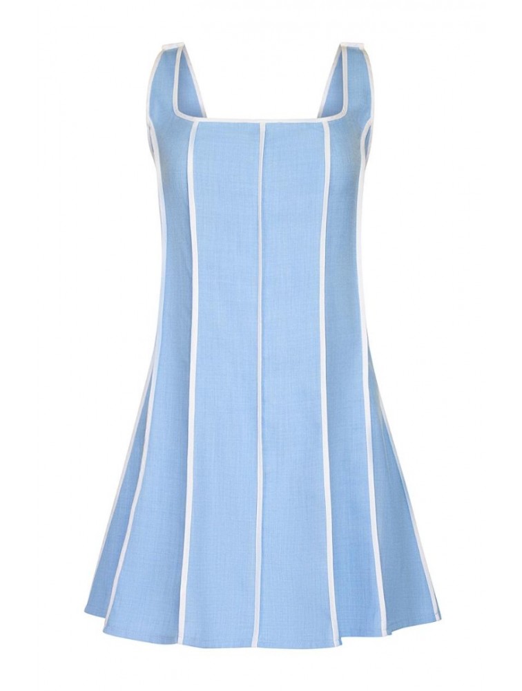 LA CHAINE Eros mini ciel- white dress Μίνι φόρεμα σιέλ- άσπρο