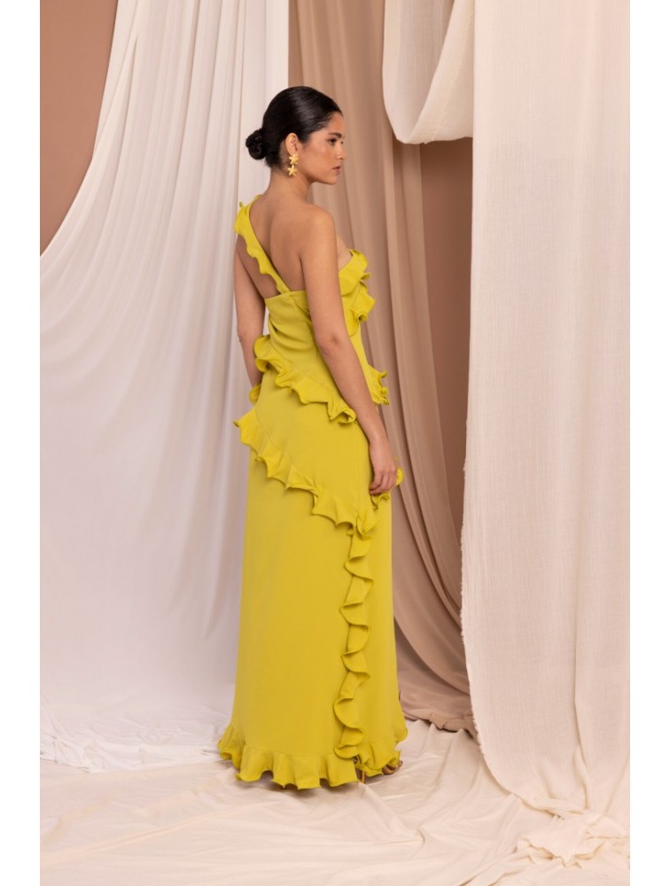 LA CHAINE Kymata Lime Dress Λάιμ Φόρεμα