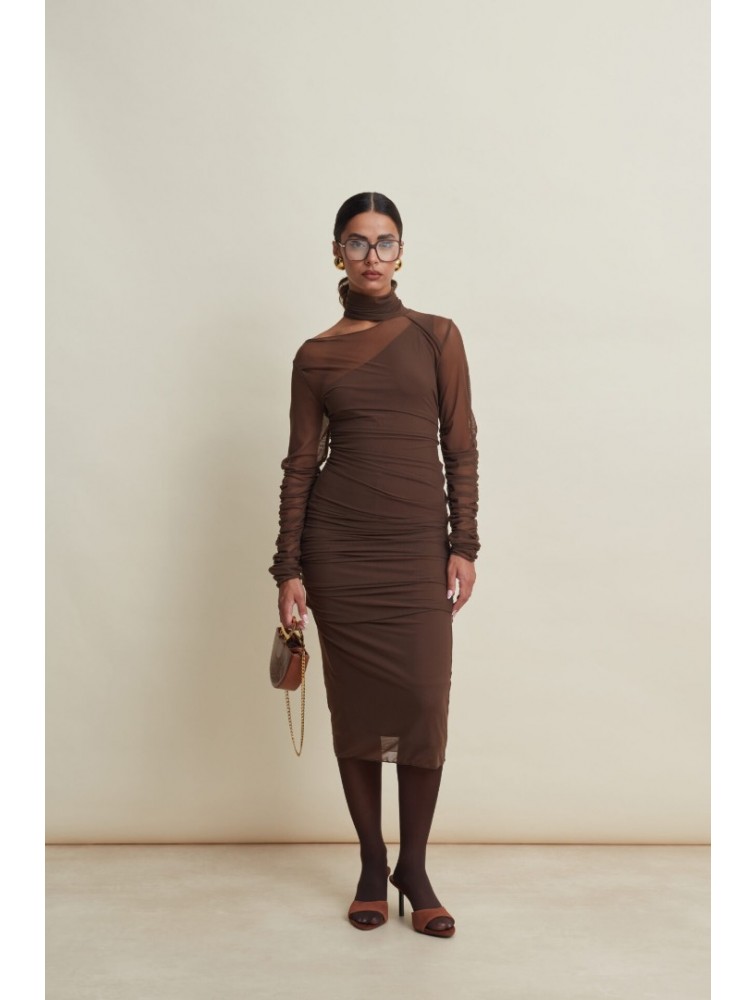 LA CHAINE Medusa Brown Dress Καφέ Φόρεμα