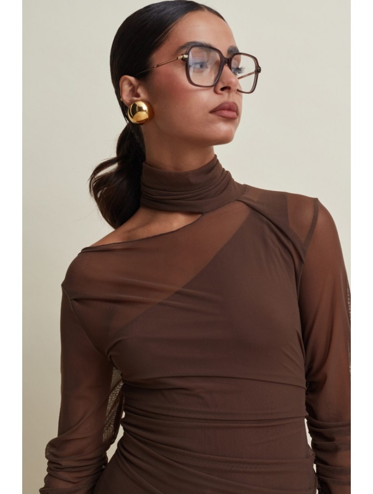 LA CHAINE Medusa Brown Dress Καφέ Φόρεμα