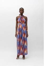 MALLORY THE LABEL Emely Blue Terracotta Jumpsuit Εμπριμέ Ολόσωμη Φόρμα