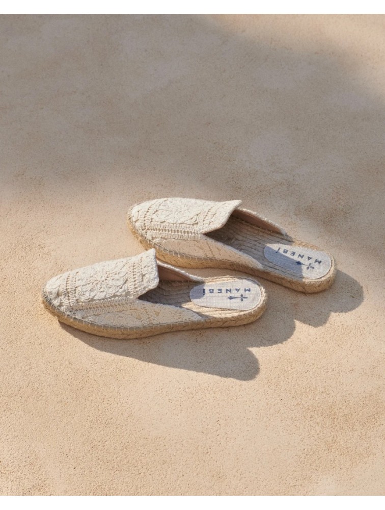 MANEBÌ Cotton Crochet Mules Yucatán Εκρού γυναικεία mules