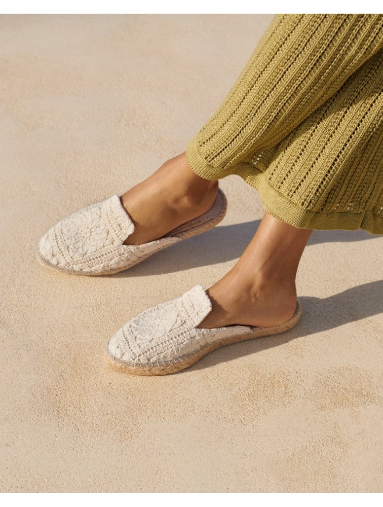 MANEBÌ Cotton Crochet Mules Yucatán Εκρού γυναικεία mules