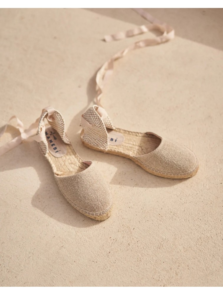 MANEBÌ Organic Hemp Flat Valenciana Espadrilles La Havana Μπεζ Εσπαντρίγιες από οργανικό λινό
