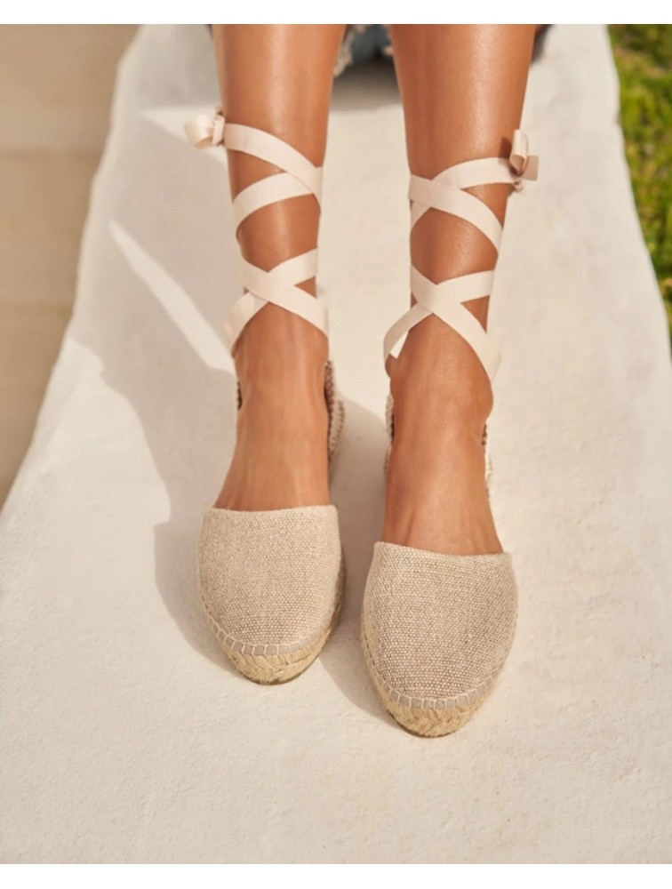 MANEBÌ Organic Hemp Flat Valenciana Espadrilles La Havana Μπεζ Εσπαντρίγιες από οργανικό λινό