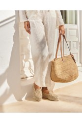MANEBÌ Γυναικεία Δίπατα mules από υψηλής ποιότητας raffia σε φυσικό χρώμα