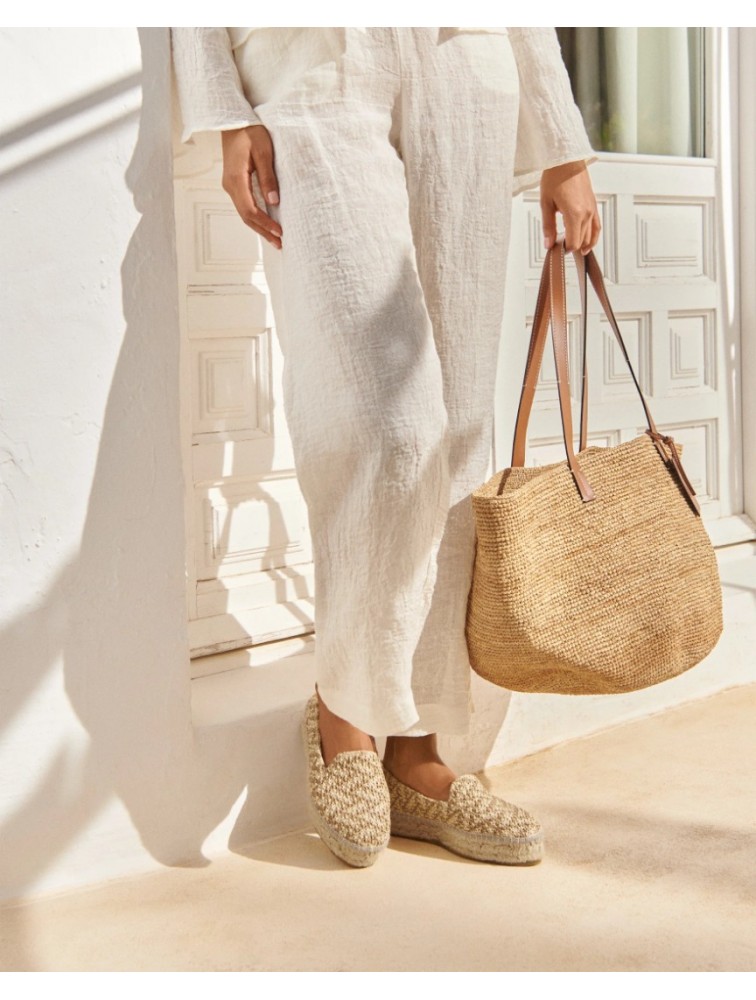 MANEBÌ Γυναικεία Δίπατα mules από υψηλής ποιότητας raffia σε φυσικό χρώμα