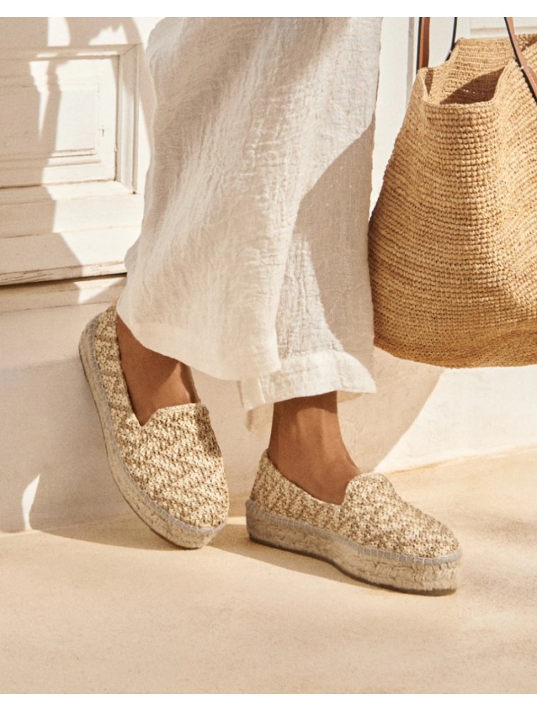 MANEBÌ Γυναικεία Δίπατα mules από υψηλής ποιότητας raffia σε φυσικό χρώμα