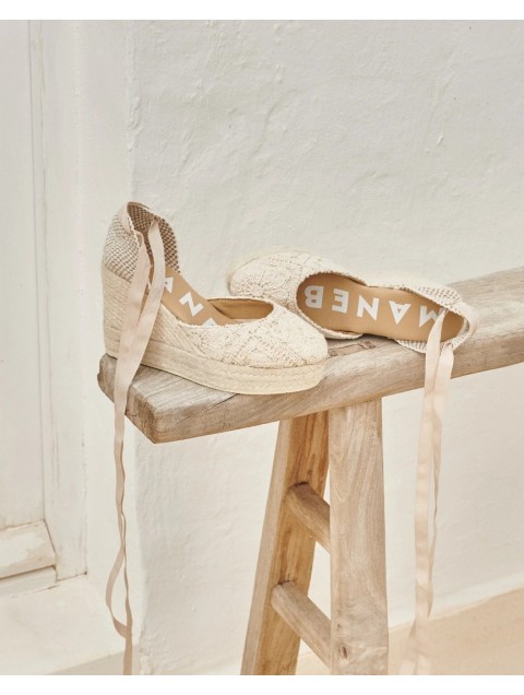 MANEBÌ Wedge cotton crochet espadrilles in natural color MANEBÌ Wedge cotton crochet espadrilles in natural color