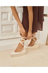 MANEBÌ Εσπαντρίγιες από βαμβακερό βελονάκι Wedge σε φυσικό χρώμα