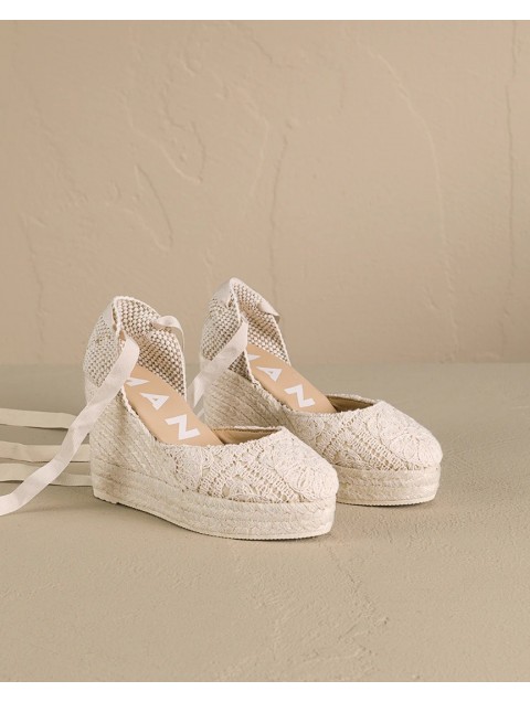 MANEBÌ Wedge cotton crochet espadrilles in natural color MANEBÌ Wedge cotton crochet espadrilles in natural color