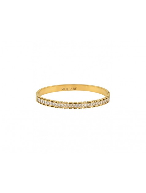 MÉRBABE 24K Edith Bangle Bracelet Χρυσό Βραχιόλι Από Επίχρυσο Ατσάλι με ζιργκόν