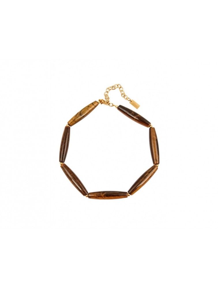 MÉRBABE Imogen Necklace Brown Καφέ Κολιέ Από Χαλαζία