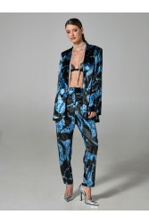 PROJECT SOMA Lirio Kimono Blue Velvet Βελούδινο Μπλε Κιμονό