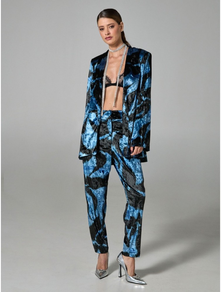 PROJECT SOMA Lirio Kimono Blue Velvet Βελούδινο Μπλε Κιμονό