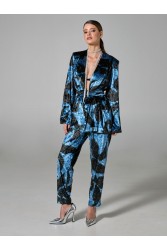 PROJECT SOMA Lirio Kimono Blue Velvet Βελούδινο Μπλε Κιμονό