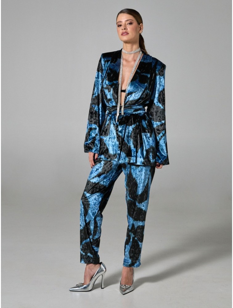 PROJECT SOMA Lirio Kimono Blue Velvet Βελούδινο Μπλε Κιμονό